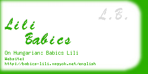 lili babics business card